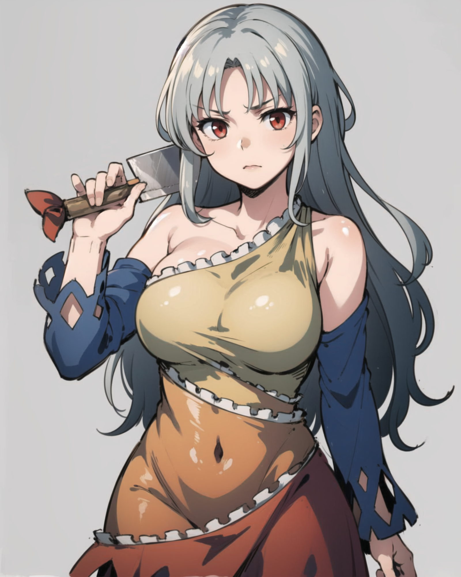 00647-4147222026-masterpiece, best quality, _lora_SakataNemuno_1_, sakata nemuno, 1girl,long hair,grey hair,wavy hair, red eyes,bare shoulders, s.png